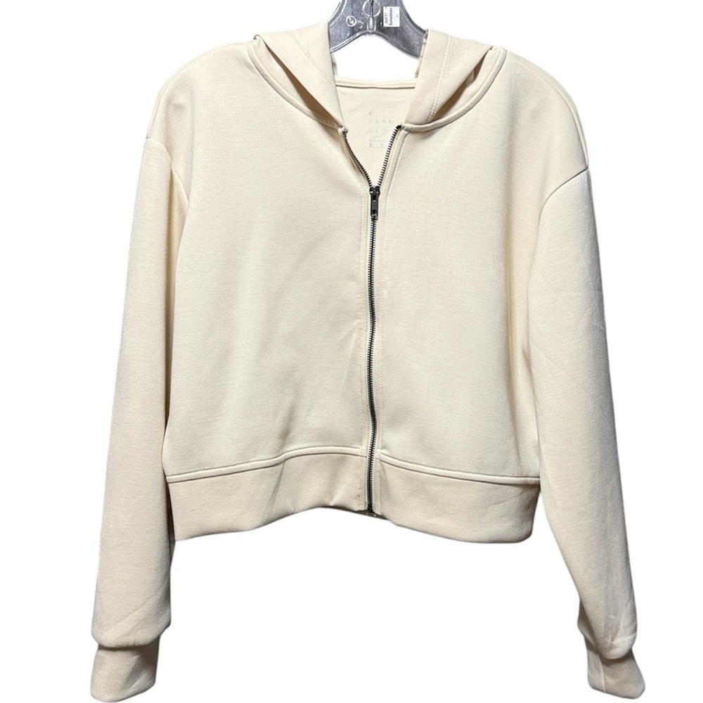 Cropped Cream Women's zip front hoodie Sweater
